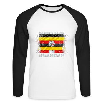 Uganda - Unisex Long Sleeve Baseball T-Shirt - white/black - Front - Nik (191cm)