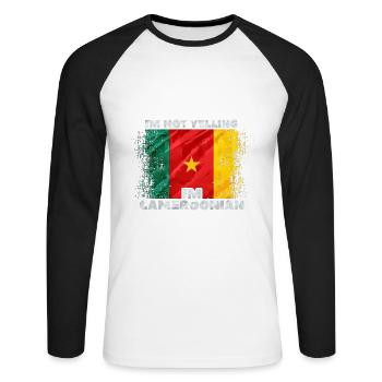 Cameroun - T-shirt baseball manches longues Homme - blanc/noir - Devant - Nik (191cm)