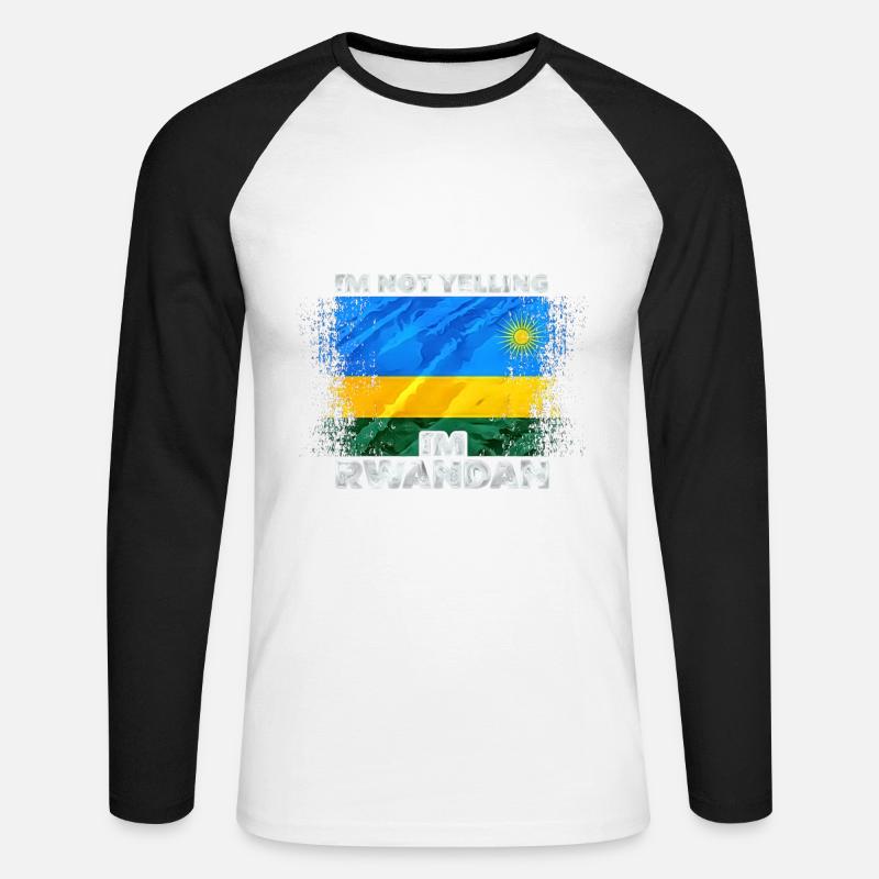 Ruanda - Unisex Baseballshirt langarm - Weiß/Schwarz