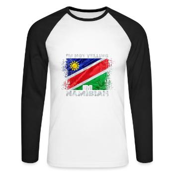 Namibia - Unisex Long Sleeve Baseball T-Shirt - white/black - Front - Nik (191cm)