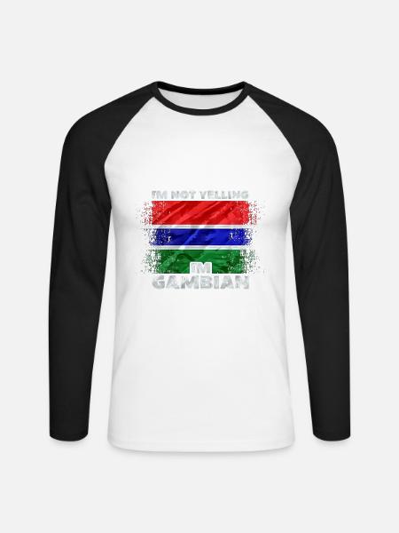 Gambia - Unisex Baseballshirt langarm - Weiß/Schwarz