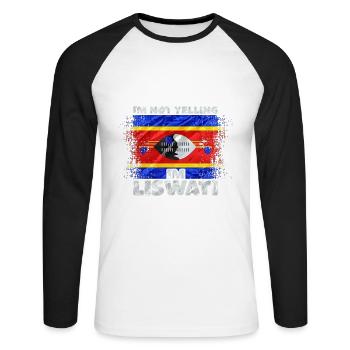 Swasiland - Unisex Baseballshirt langarm - Weiß/Schwarz - Vorne - Nik (191cm)