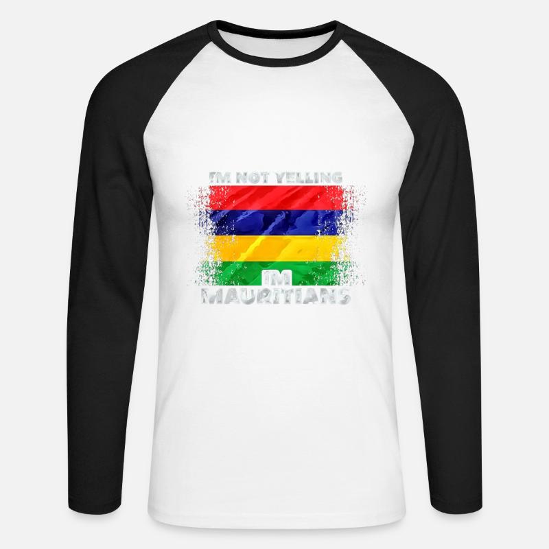 Mauritius - Unisex Baseballshirt langarm - Weiß/Schwarz