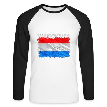Luxembourg - T-shirt baseball manches longues Homme - blanc/noir - Devant - Nik (191cm)