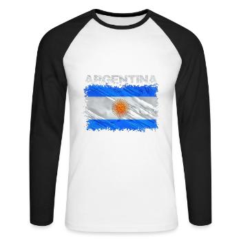 Argentina - Unisex Long Sleeve Baseball T-Shirt - white/black - Front - Nik (191cm)