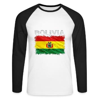 Bolivien - Unisex Baseballshirt langarm - Weiß/Schwarz - Vorne - Nik (191cm)