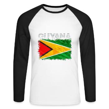 Guyana - Unisex Long Sleeve Baseball T-Shirt - white/black - Front - Nik (191cm)
