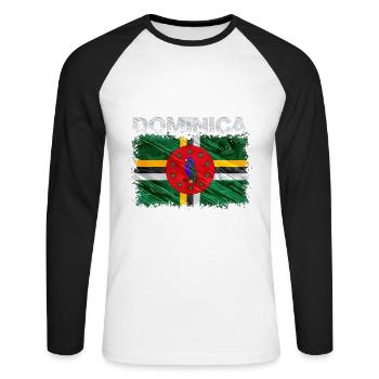 Dominica - Unisex Long Sleeve Baseball T-Shirt - white/black - Front - Nik (191cm)