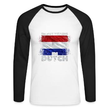 Netherlands - Unisex Long Sleeve Baseball T-Shirt - white/black - Front - Nik (191cm)