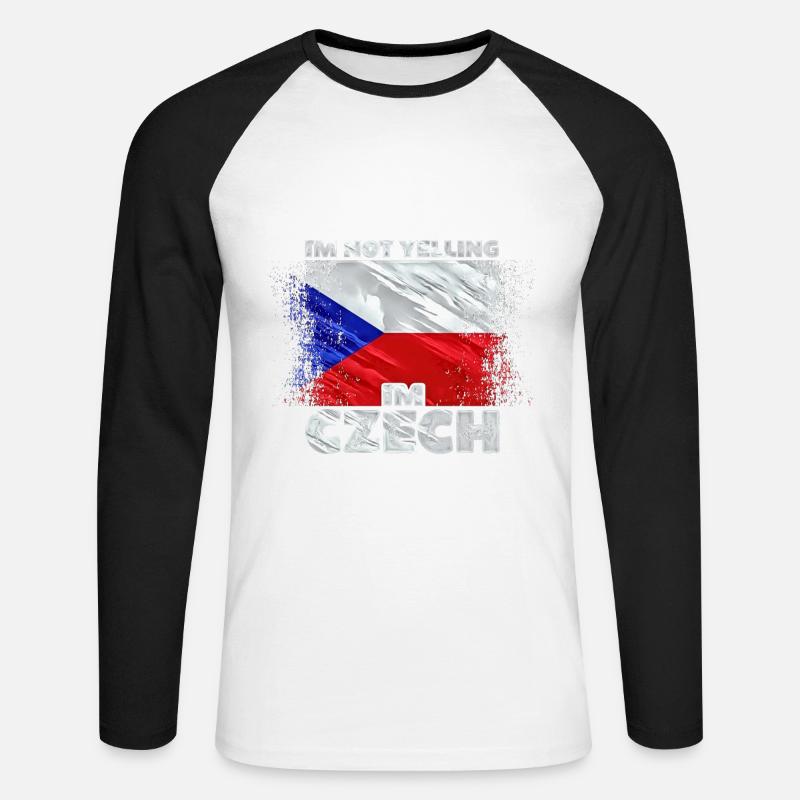 Tschechien - Unisex Baseballshirt langarm - Weiß/Schwarz