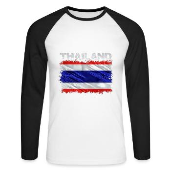 Thailand - Unisex Baseballshirt langarm - Weiß/Schwarz - Vorne - Nik (191cm)