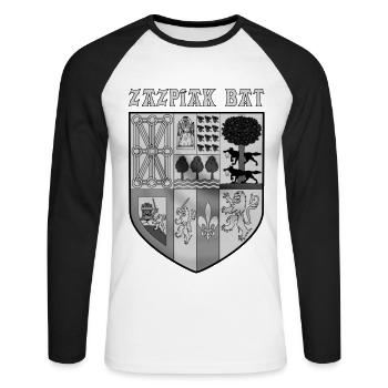 Zazpiak Fledermaus - Unisex Baseballshirt langarm - Weiß/Schwarz - Vorne - Nik (191cm)