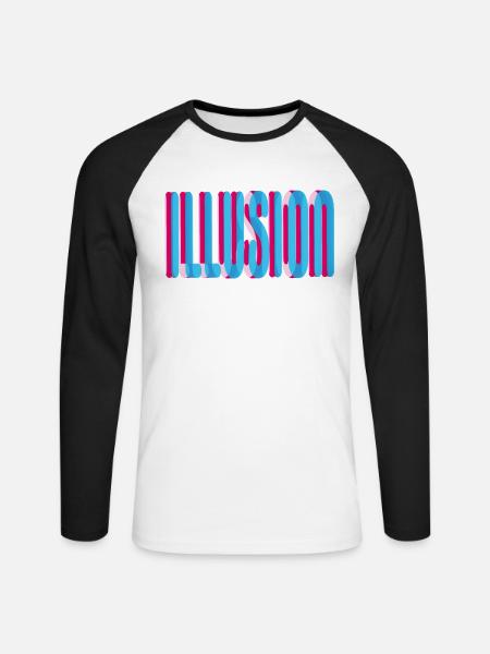 98 Illusion - Unisex Baseballshirt langarm - Weiß/Schwarz