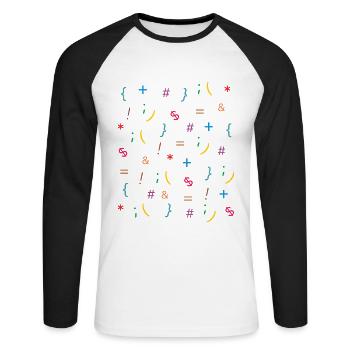 coding signs - Unisex Long Sleeve Baseball T-Shirt - white/black - Front - Nik (191cm)