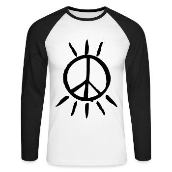 Signe de paix paix - T-shirt baseball manches longues Homme - blanc/noir - Devant - Nik (191cm)