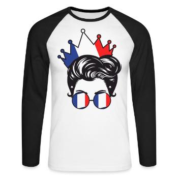 French Girl France Girl French France Women - Unisex Long Sleeve Baseball T-Shirt - white/black - Front - Nik (191cm)