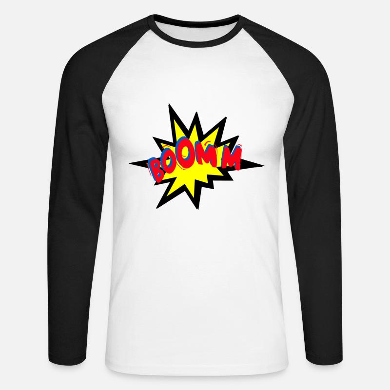 Boomm - Die Comic Explosion - Unisex Baseballshirt langarm - Weiß/Schwarz
