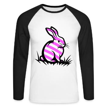 Lapin de Pâques Pâques - T-shirt baseball manches longues Homme - blanc/noir - Devant - Nik (191cm)