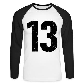 Cool Number 13 - 13 ans 13th Birthday Gift - T-shirt baseball manches longues Homme - blanc/noir - Devant - Nik (191cm)