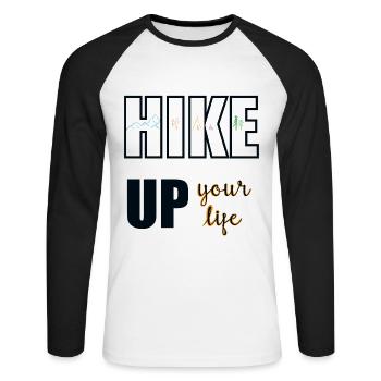 Hiking - Hike up! - Unisex Long Sleeve Baseball T-Shirt - white/black - Front - Nik (191cm)