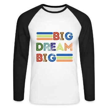 Big dream - T-shirt baseball manches longues Homme - blanc/noir - Devant - Nik (191cm)
