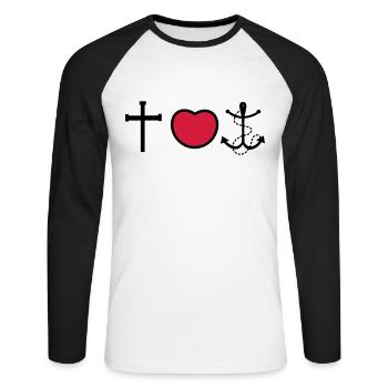 Foi amour espoir - T-shirt baseball manches longues Homme - blanc/noir - Devant - Nik (191cm)
