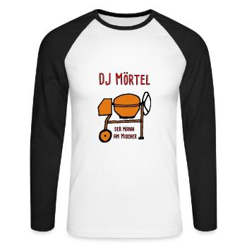 Dj Mörtel - Der Mann am Mischer - Unisex Baseballshirt langarm - Weiß/Schwarz - Vorne - Nik (191cm)