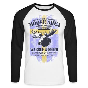 Moose Land - Sweden Vintage Flag - Unisex Long Sleeve Baseball T-Shirt - white/black - Front - Nik (191cm)