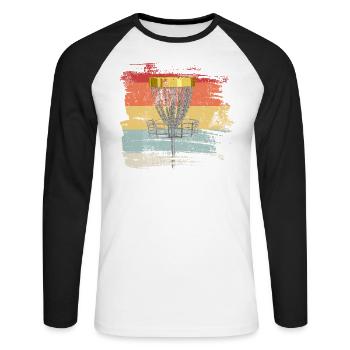 Retro Disc Golf - Unisex Long Sleeve Baseball T-Shirt - white/black - Front - Nik (191cm)