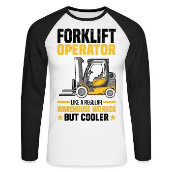 Forklift driver - Unisex Long Sleeve Baseball T-Shirt - white/black - Front - Nik (191cm)