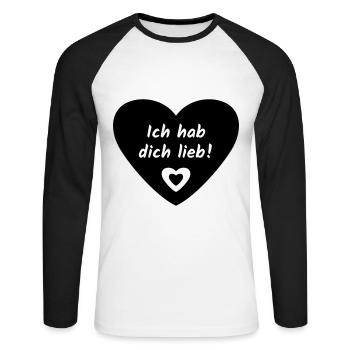 Je t’ai Cœur d’Amour - T-shirt baseball manches longues Homme - blanc/noir - Devant - Nik (191cm)