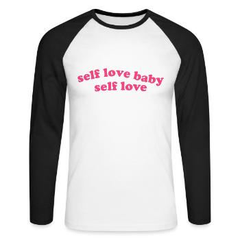 Citation de Self Love Baby - T-shirt baseball manches longues Homme - blanc/noir - Devant - Nik (191cm)