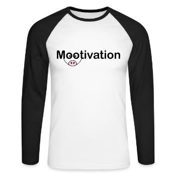 Mootivation Muh Motivation lustige Tiere - Unisex Baseballshirt langarm - Weiß/Schwarz - Vorne - Nik (191cm)