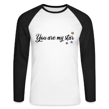 Du bist mein Stern - Unisex Baseballshirt langarm - Weiß/Schwarz - Vorne - Nik (191cm)