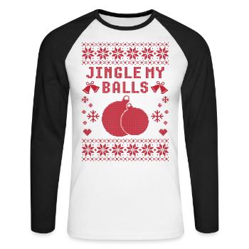Jingle My Balls Moche Noël - T-shirt baseball manches longues Homme - blanc/noir - Devant - Nik (191cm)