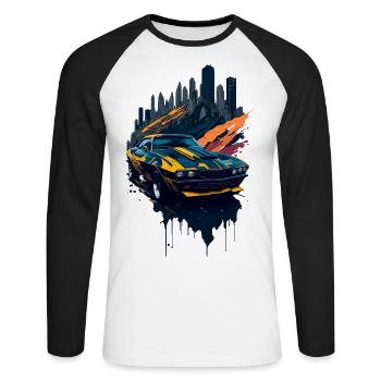 Klassischer Sportwagen - Unisex Baseballshirt langarm - Weiß/Schwarz - Vorne - Nik (191cm)