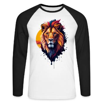 Abstract illustration of lion - Unisex Long Sleeve Baseball T-Shirt - white/black - Front - Nik (191cm)