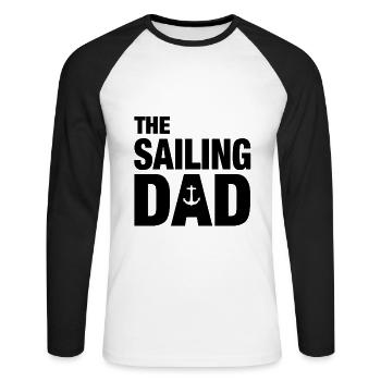 The Sailing Dad - Unisex Baseballshirt langarm - Weiß/Schwarz - Vorne - Nik (191cm)