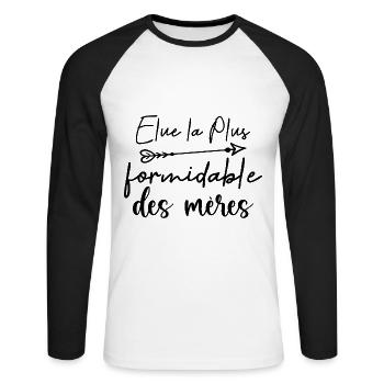 Wonderful Mom Mother's Day Gift - Unisex Long Sleeve Baseball T-Shirt - white/black - Front - Nik (191cm)