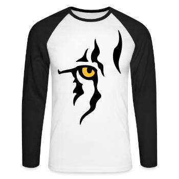 Œil de lion (droit) - T-shirt baseball manches longues Homme - blanc/noir - Devant - Nik (191cm)