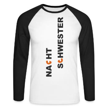 Yeux de chat (édition soeur) - T-shirt baseball manches longues Homme - blanc/noir - Devant - Nik (191cm)