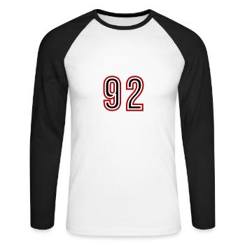 92 Number Years Jersey - Unisex Long Sleeve Baseball T-Shirt - white/black - Front - Nik (191cm)