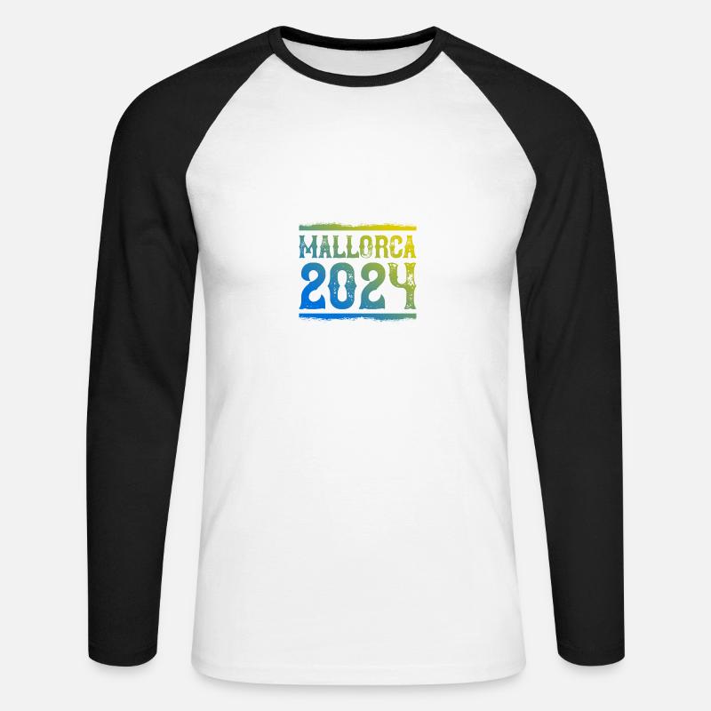 Mallorca 2024 - Unisex Baseballshirt langarm - Weiß/Schwarz