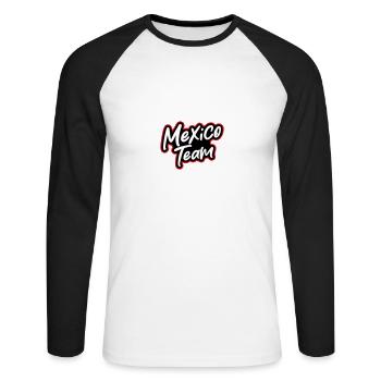 Mexico Team - Unisex Long Sleeve Baseball T-Shirt - white/black - Front - Nik (191cm)