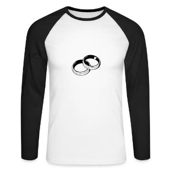 Alliances Symbole Silhouette Mariage - T-shirt baseball manches longues Homme - blanc/noir - Devant - Nik (191cm)