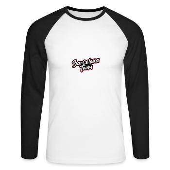 Barcelona Team - Unisex Long Sleeve Baseball T-Shirt - white/black - Front - Nik (191cm)
