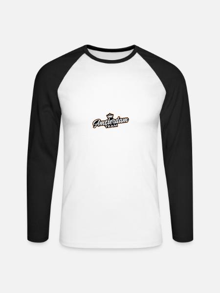 Amsterdam Team - Unisex Long Sleeve Baseball T-Shirt - white/black