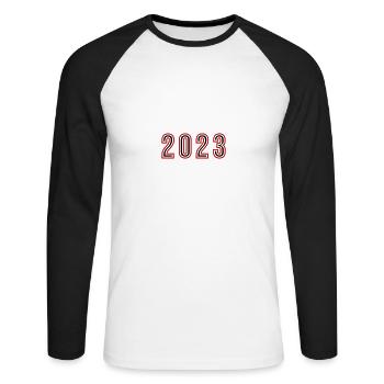 Numéro de l’année 2023 - T-shirt baseball manches longues Homme - blanc/noir - Devant - Nik (191cm)