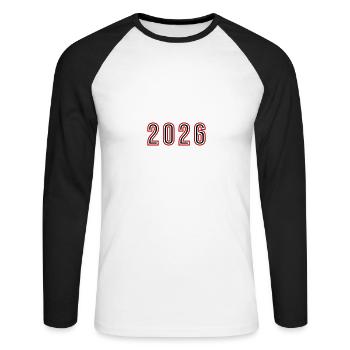 Numéro de l’année 2026 - T-shirt baseball manches longues Homme - blanc/noir - Devant - Nik (191cm)