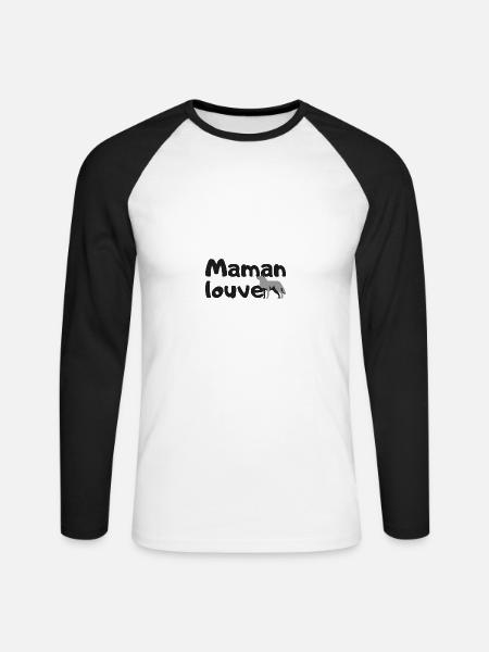 Maman louve - T-shirt baseball manches longues Homme - blanc/noir